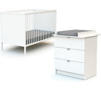Webaby Cama y cambiador para bebé madera Blanco ALBA