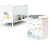 Webaby Cama y cambiador para bebé Renard madera Blanco ALBA