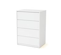 WEBABY - Cómoda para bebé con 4 cajones de madera UNO - Blanco | Mueble dormitorio infantil | 71 x 48 x 98,5 cm