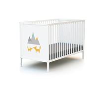 WEBABY - Cuna bebe Renard madera ALBA - Blanco - 60 x 120-124 x 64,5 x 82 cm