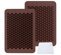 Webake 2 moldes chips de chocolate con 202 cavidades antiadherentes de silicona mini moldes para dulces no lácteos y azúcar orgánicos, ganache, decoración de pasteles pequeños (1 rascador incluido)