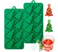 webake 2pcs Molde de silicona Árbol de Navidad Moldes de cubitos de hielo Molde de chocolate para hornear de Navidad Molde de chocolate para Ice Cube Chocolate DIY Soft Candy Jelly Cookies