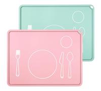 Webake Juego de 2 manteles individuales lavables de silicona para niños, antideslizantes, 40 x 30 cm