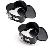 webake Juego de 2 Molde Desmontable Corazón Ø 11cm Springform Revestimiento Antiadherente, Negro
