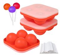 Webake Juego de 3 moldes de silicona con tapa para chupones de caramelos duros con 100 palitos de papel para chupones de caramelos duros