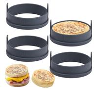 Webake Juego de 4 anillos de silicona de 10 cm, para panqueques, para sartén, huevos fritos, para huevos de crumpet, pancake