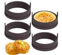 Webake Juego de 4 anillos de silicona para tortitas de 9 cm, para sartén, huevos fritos, anillos para huevos