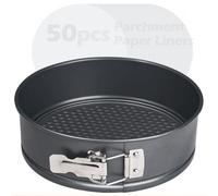 Webake Juego de moldes extraíbles de 8 pulgadas para hornear, sartén antiadherente para tartas de queso, moldes redondos para tartas con 50 forros de papel pergamino