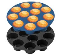 webake Mini bandejas para magdalenas de silicona para freidora de aire, 2 unidades de 4,5 cm, moldes para magdalenas, moldes de pasteles, bandeja de hornear para cupcakes, brownies, pudín de pasteles