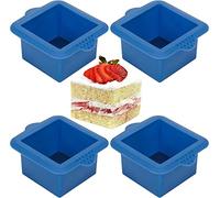 Webake Mini molde cuadrado de silicona de 7,6 cm para hornear, 4 moldes para tarta de queso, molde de jabón para pasteles pequeños, magdalenas, cupcakes, jabón, gelatina