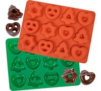 webake Mini molde de pan de jengibre de silicona, 2 unidades, molde de pan de jengibre, estrellas, corazones, pretzels, árbol de Navidad, pan de jengibre, molde de silicona para hornear pan