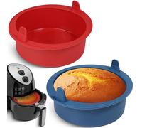 webake Mini molde redondo de silicona para freidora de aire caliente, 2 unidades, 16 cm, molde pequeño para tartas, molde de silicona para airfryer