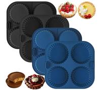 webake Mini Moldes para Tartaletas 4 Piezas Molde para tartas Molde de silicona para quiche Molde pequeño de 7,5 cm Molde de Airfryer Molde para hornear quiche