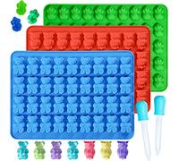 Webake Molde de chocolate silicona para oso de gomas, diseño de búho, paquete de 3 moldes antiadherentes para hornear con 2 cuentagotas para caramelos, gelatina, galletas, chocolate, cubitos de hielo