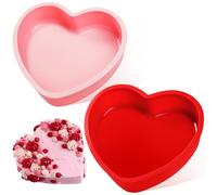 webake Molde de silicona con forma de corazón, 2 unidades, 20 cm, forma de corazón, molde de silicona para tartas, pudding, WA23069DE
