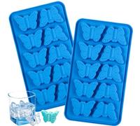 Webake Molde de silicona con forma de mariposa, 2 unidades, 10 agujeros, forma de mariposa, para jabón, cubitos de hielo, decoración de cupcakes