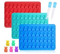 Webake Molde de silicona con forma de ositos de goma, 3 unidades, con 2 pipetas para manualidades, dulces, gelatina, chocolate, cubitos de hielo