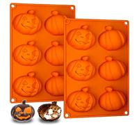 Webake Molde de silicona de calabaza 3D de Halloween, 2 unidades, molde de bomba de chocolate caliente, 6 cavidades, calabaza, cacao, bomba, para Halloween, Acción de Gracias, otoño, bombas de