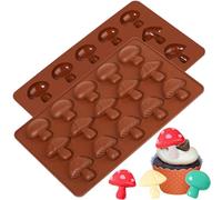Webake Molde de silicona para bombones de chocolate, 2 unidades, molde de silicona con 15 agujeros, molde para hongos, antiadherente, para chocolate, dulces, decoración de pasteles