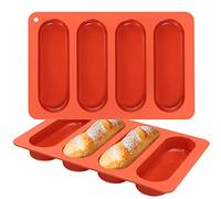 webake Molde de Silicona para Panecillos de Perrito Caliente, 2 Unidades, Bandeja para Hornear Mini Baguette, Moldes para Pan de Perro Caliente, Pasteles y Pan