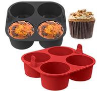 webake Molde grande de silicona para freidora de aire caliente, 2 unidades de 8 cm, molde de silicona para magdalenas, cupcakes, pasteles, pudín