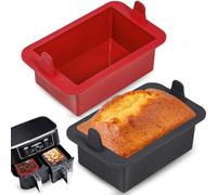 webake Molde pequeño de silicona para freidora de aire caliente, 2 unidades, molde de silicona, 500 g, molde para tartas, molde rectangular para pan, cajas, pasteles, 14 x 9 x 6 cm
