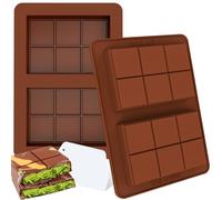 Webake Molde Turrón Silicona 2 Piezas Mini Molde Chocolate Tableta Profunda Moldes de Chocolato Profundo Molde de Barra de Chocolate