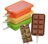 Webake Moldes de silicona con mango y tapa, 4 unidades de Dubai Ice Cream Molds para tartas de helado con paletas de helado molde DIY Popsicles moldes silicona para tartas de chocolate