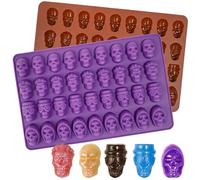 Webake Moldes de silicona para calavera 2 unidades antiadherentes moldes de chocolate de Halloween para chocolate, gomitas, dulces, golosinas para perros