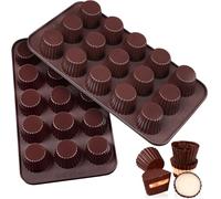 Webake Moldes de silicona para chocolate y mantequilla de maní, 2 piezas para taza de mantequilla de maní tamaño aperitivo, chocolate, bomba de grasa keto