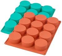 Webake Moldes redondos de silicona para galletas de chocolate, 2 unidades para hornear, cilindro redondo, caramelo, gelatina, pastel de chocolate