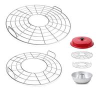 webake Parrilla de acero inoxidable 304 con asa, 2 unidades, apta para horno Om nia, base y 2ª base, rejilla redonda, accesorios de acero inoxidable para horno Om-nia, suelo y 2ª base