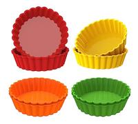 webake Tart Tins - Mini moldes de silicona para quiche de 4 pulgadas, 8 piezas para tartas de queso, tartas, quiches, pasteles, magdalenas