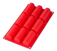 Webake Twinkie Molde de silicona para pastel de 9 cavidades para postre de mousse de cilindro 3D, moldes de pastel de pudín de muffins (rojo)