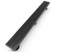 WEBANG Drenaje Lineal Rectangular de 24 Pulgadas con Accesorios, Rejilla extraíble con patrón Quadrato, Acero Inoxidable Sus 304 de Grado alimenticio, Certificado Watermark y CUPC, Negro Mate