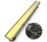 WEBANG Drenaje Rectangular de Ducha de 24 Pulgadas con Accesorios, Cubierta Reversible 2 en 1, Rejilla extraíble de Acero Inoxidable SUS304, Certificado CUPC, latón Dorado Cepillado