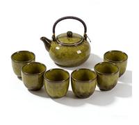 Webao Juego de té chino de cerámica, tetera de 600 ml y 6 tazas de 120 ml Kungfu Tetera asiática para los amantes del té, amarillo