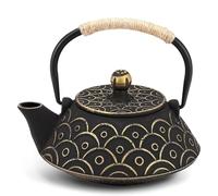 Webao Tetera de hierro fundido con infusor, tetera de 800 ml para té suelto, teteras asiáticas adecuadas para fogones, patrón ondulado