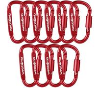 WEBBOMB 10 unidades de mosquetones multicolor con cierre de rosca, 8 cm, para bomberos, llaves, deportes, senderismo, color rojo