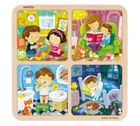 Webby Puzzle de Madera 4 en 1, 36 Piezas de Rompecabezas de Vida Cotidiana, Juego de Rompecabezas Educativo para niños | Develops Patience, Imaginación, Reconocimiento de Color y Coordinación de Ojos