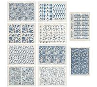 WEBEEDY 10 calcomanías de transferencia de cerámica con flores azules, hojas de papel de transferencia de arcilla de cerámica para cerámica, sobreesmalte, calcomanía de tobogán acuático