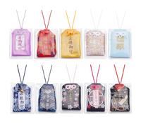WEBEEDY 10 estilos de amuletos japoneses Omamori hechos a mano con dije de buena suerte, bolsa colgante japonesa para bendición de amor, riqueza, éxito, suerte, colgante para bolso de coche, bolsa de