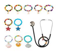 WEBEEDY 10 estilos decorativos de estetoscopio de concha de estrella, cuentas personalizadas para decoración de estetoscopio, para médicos, enfermeras, trabajadores médicos, estudiantes de enfermería