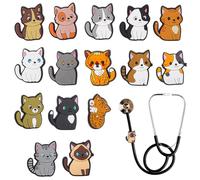 WEBEEDY 15 estilos de amuleto de estetoscopio gato lindo amuleto de estetoscopio gato personalizado para enfermera, accesorios de estetoscopio, etiqueta de identificación regalo para médico,