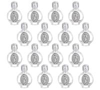 WEBEEDY 16 botellas de agua bendita en relieve, 15 ml, recipientes de agua bendita vacíos con tapa plateada, pequeñas botellas de vidrio para la decoración de la fiesta de bautizo de Pascua en casa