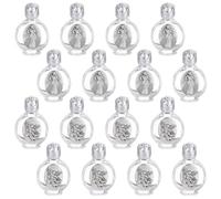 WEBEEDY 16 botellas de vidrio para agua bendita de 15 ml vacíos en relieve, botellas de bendición de la iglesia con tapa, regalos portátiles de iglesia para Pascua 2 estilos