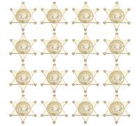 WEBEEDY 16 PCS Insignia del Sheriff de Plástico Dorado para Adultos Insignia del Sheriff Occidental Insignia de Policía Hexagonal para Pin Up Accesorios de Fiesta de Vaquero para Juego de Rol
