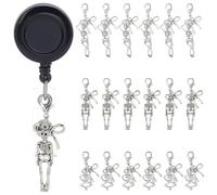 WEBEEDY 18 Charms Esqueleto para Puerta de Identidad, Joyería con Pinza para Puerta de Identidad, Llavero Enfermera Médico Trabajador Regalo Decoración Halloween