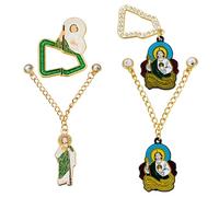 WEBEEDY 2 conjuntos de 4 estilos México sombrero broche alfileres religiosos oro cristo jesús sombrero alfileres con cadena sombrero de béisbol pin broche decoración para camisa abrigo Navidad eventos