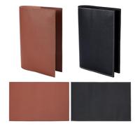 WEBEEDY 2 cubiertas de piel para cuadernos A4, tapa dura, cuaderno de bocetos, rellenable de piel, cubierta de cuaderno vintage, 33 x 23 cm (negro, morena)